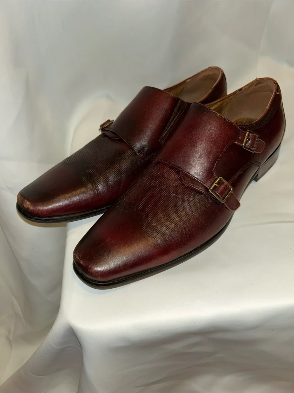 Florsheim Postino Double Monk Strap  Dress Shoes Burgundy Brown Leather 10.5